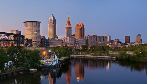 Cleveland, Ohio with view from lake