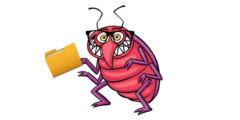 Bed bug cartoon holding file