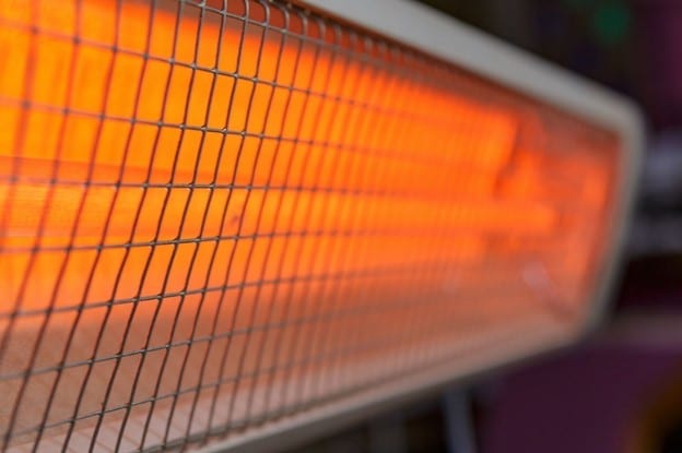 Close up of heater with orange hue